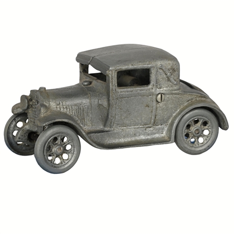 Antique 6.5" Cast Iron Coupe Car — Early Take-Apart Toy, c.1930