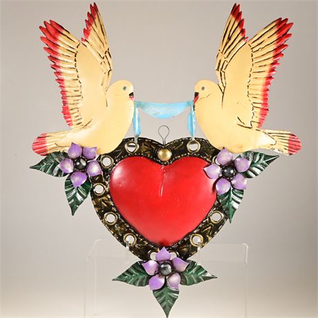 Mexican Folk Art Pressed Tin Heart