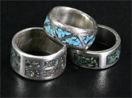 Crushed Turquoise & Sterling Silver Bands