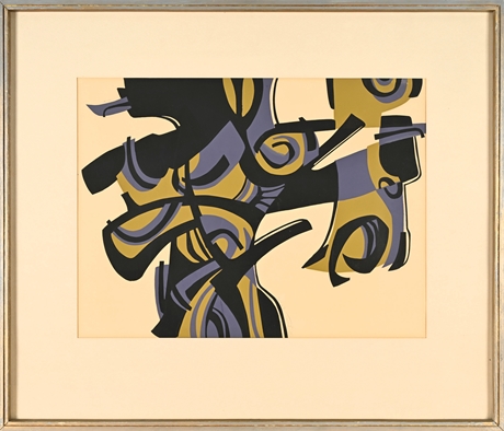 Arnoldus Gruter Abstract Linocut, 1967 — Signed & Framed