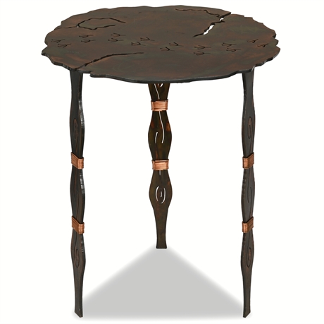 New Mexico-Inspired Roadrunner Track Side Table with Copper Accents