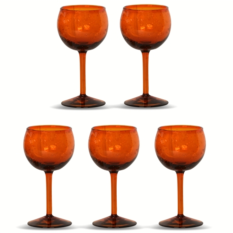 (5) Blown Glass Balloon Goblets