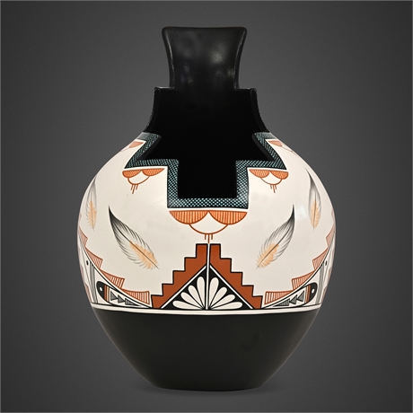 J.F. & Susan Gachupin Jemez Pueblo Polychrome Terraced-Neck Jar, 1991