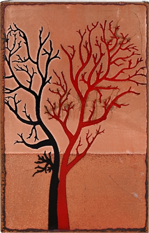 Houston Llew Spiritile No. 113 “Entwined” – Glass on Copper Wall Hanging