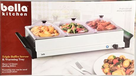 Triple Buffet Server and Warming Tray by Bella Kitchen