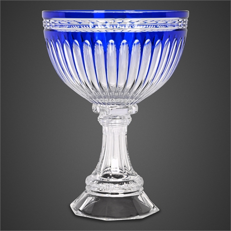Old Williamsburg Compote Blue — Cobalt Cut-to-Clear, 13½"