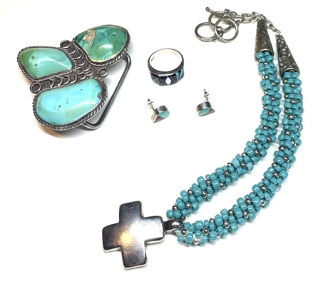 Sterling Silver and Turquoise Jewelry Lot