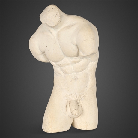 1972 Signed Studio Plaster Male Torso Sculpture