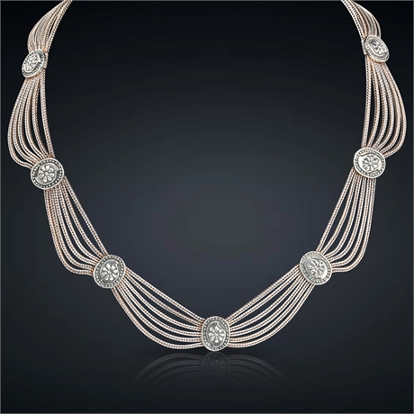 Vintage Sterling Silver Festoon Necklace