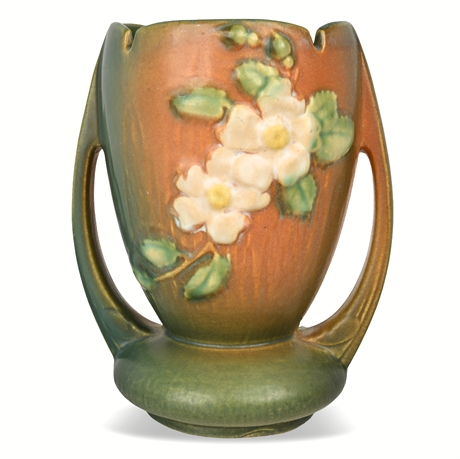 Roseville Dogwood Vase 935-7, Double-Handled, Maker Marked
