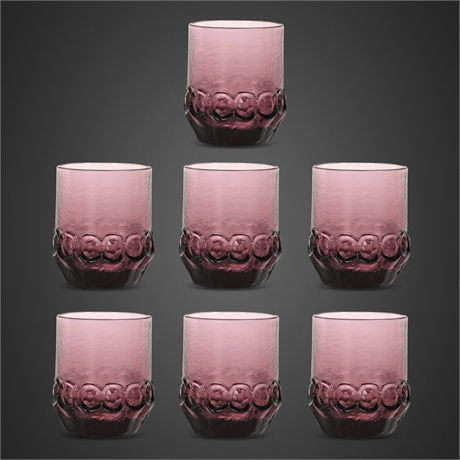 Tiffin-Franciscan Madeira Plum Tumblers, Set of 7 — Amethyst Pressed Glass