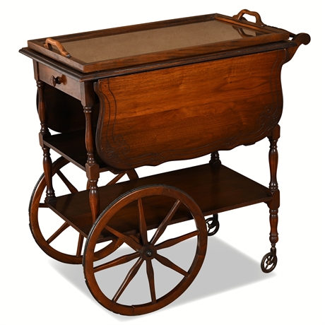 Gibbard Solid Walnut Drop-Leaf Tea Cart w/ Tray, c.1950s – Canada