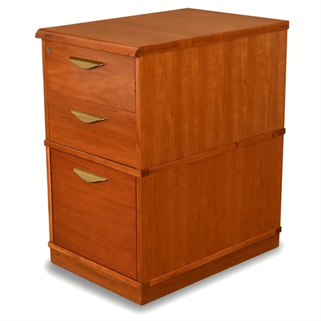 Lizell Cherry File Cabinet with Brass Handles, 3 Dovetail Drawers