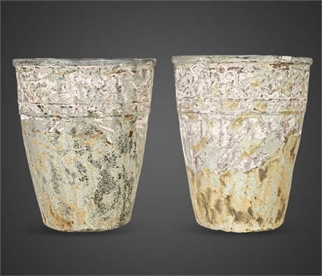 Pair of Atlantis Series Ceramic Garden Planters – Distressed Finish