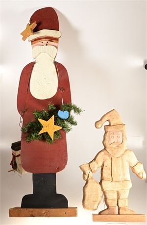 Tall Wood Santa & Small Carved Unfinished Santa