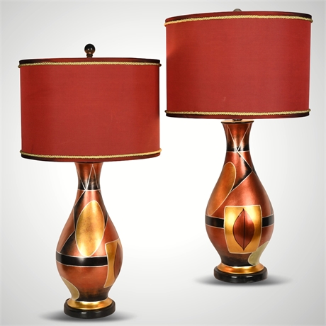 Pair Charpentier Mosaic Table Lamps