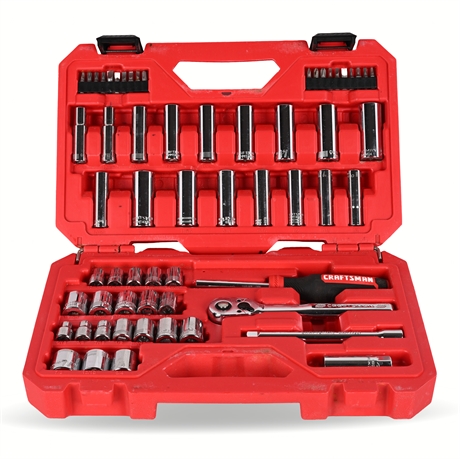 CRAFTSMAN 61-Pc 3/8" Drive SAE & Metric Socket Set – Chrome, Hard Case