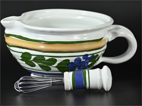 Artisan Crafted Ceramic Mixing Bowl & Whisk