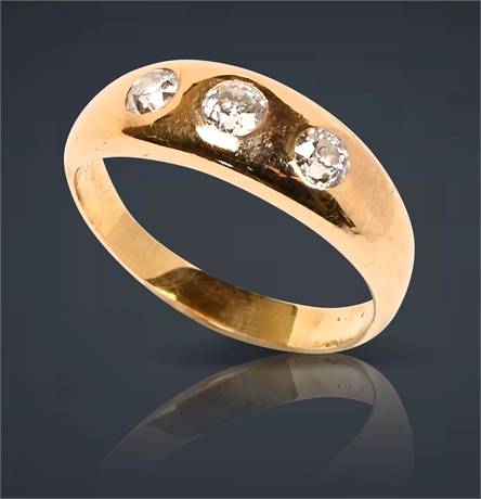 14K Three Stone Diamond Gypsy Ring