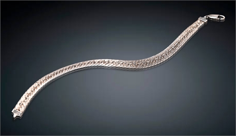 9" Italian Sterling Greek Key Flat Link Bracelet