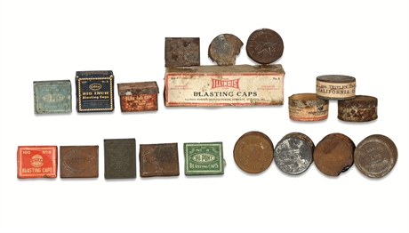 Vintage Blasting Cap Tin Collection, Including Du Pont, Olin, and More