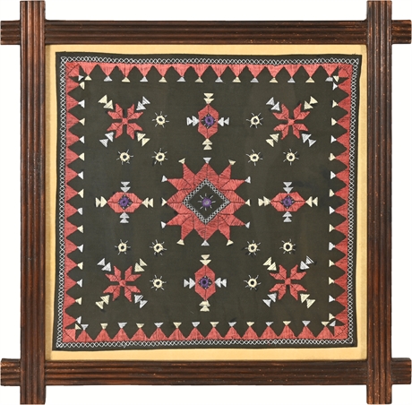 Indian Shisha Banjara Framed Embroidery Textile Art