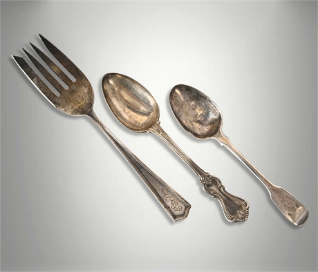 (3) Antique Sterling Silver Flatware Pieces — 172.95g Total