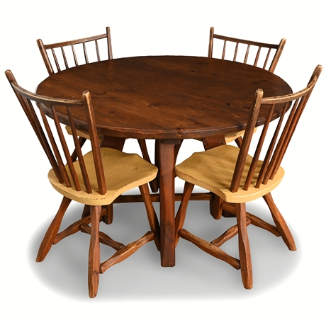 Hunt Country Mid-Century Rustic Dining Set with Windsor Chairs