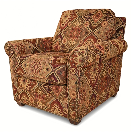 Flexsteel Club Chair — Kilim Tapestry, Nailhead Trim ​​​​​​​
