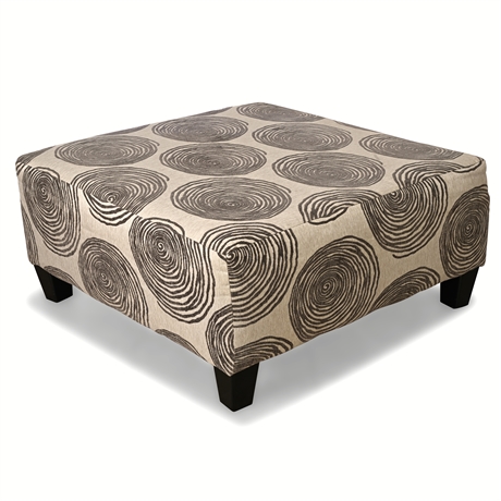 Furniture of America Square Ottoman – Beige & Charcoal Swirl Fabric