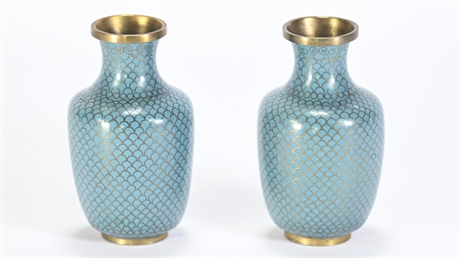 Pair Vintage Cloisonne Vases