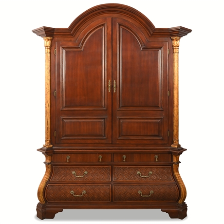 Century Furniture Bombe Armoire – Mahogany & Gilt Accents