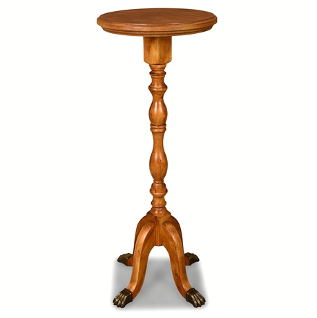 42" Maple Finish Brass Claw Foot Pedestal Table
