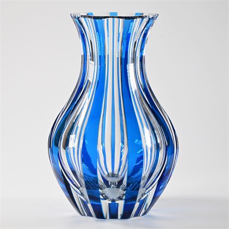 St. Louis Crystal Cobalt Blue Cut-to-Clear Vase