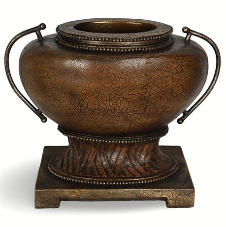 Large Decorative Urn with Crackle Finish & Handles