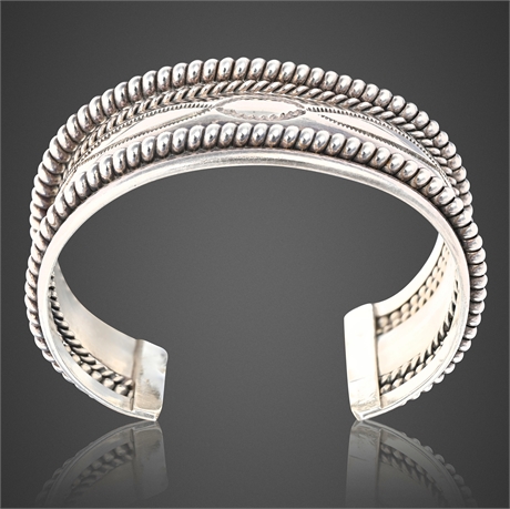 Navajo Tahe Sterling Rope & Bead Cuff, 54.65g, 1.04in