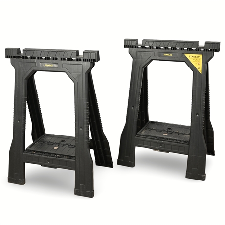 Pair of Stanley Junior Folding Sawhorses – Heavy-Duty & Compact