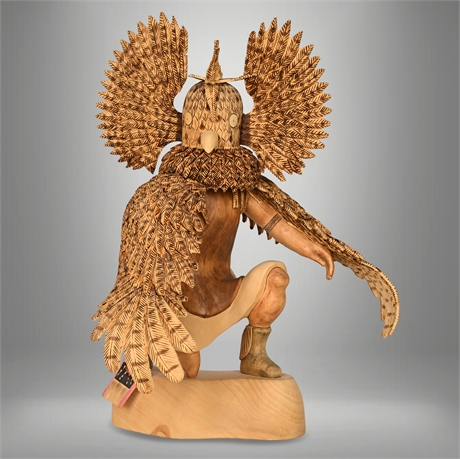 Hopi Owl Mon Gwa Kachina by Richard — Hand Carved & Painted, 12"
