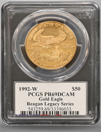 1992 $50 Gold Eagle Michael Reagan Coin PCGS Graded