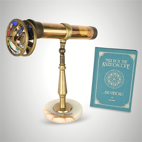 Corki Weeks Brass Kaleidoscope on Marble Base w/ Cozy Baker Book