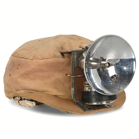 Early 20th Century Miner's Cap with Justrite Lantern