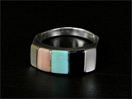 Sterling, Turquoise and Mother of Pearl Ring