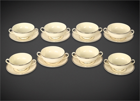 Minton "Bridal Veil" Cream Soup & Saucer Set – 17-Piece Bone China, England