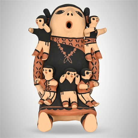 Hopi Storyteller by Water Fox (Delores Seckletstewa) — Signed, 5 Children