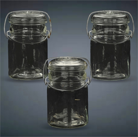 (3) Vintage Clear Jars with Lids