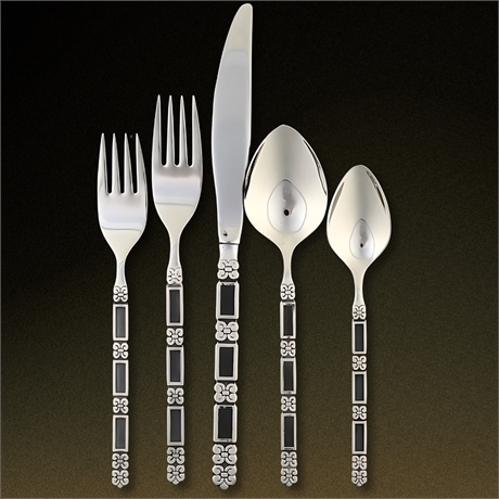 Vintage Oneida Madrid-Black Accent Stainless Flatware