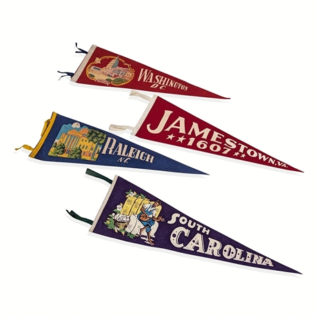 Mid-Century Souvenir Felt Pennants — Set of 4, Eastern U.S. Landmarks