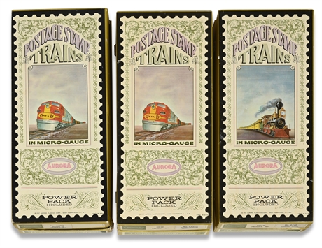 Postage Stamp Trains by Aurora