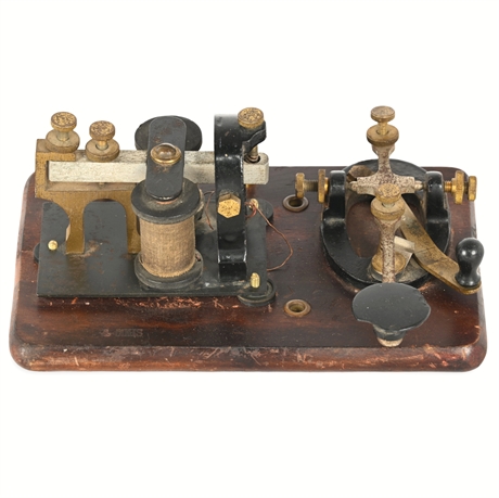 Vintage Signal Electric Telegraph Key & Sounder Set - Marked "4 Ohms"