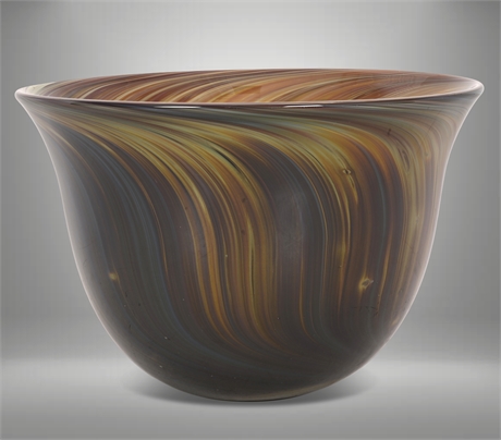 Dick Huss 1977 Signed Hand Blown Glass Bowl — Polished Bottom